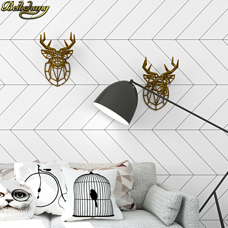 Home Improvement Stores - Beibehang черно-белые клетчатые обои в скандинавском