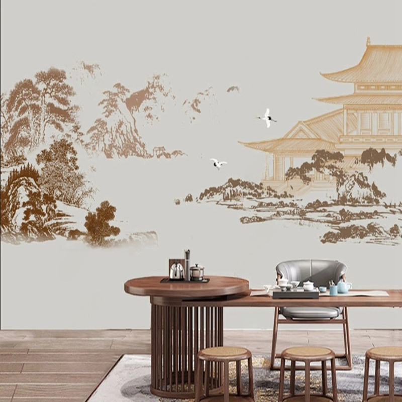 Home Improvement Background - Пользовательские китайские абстрактные чернила пейзаж настенная
